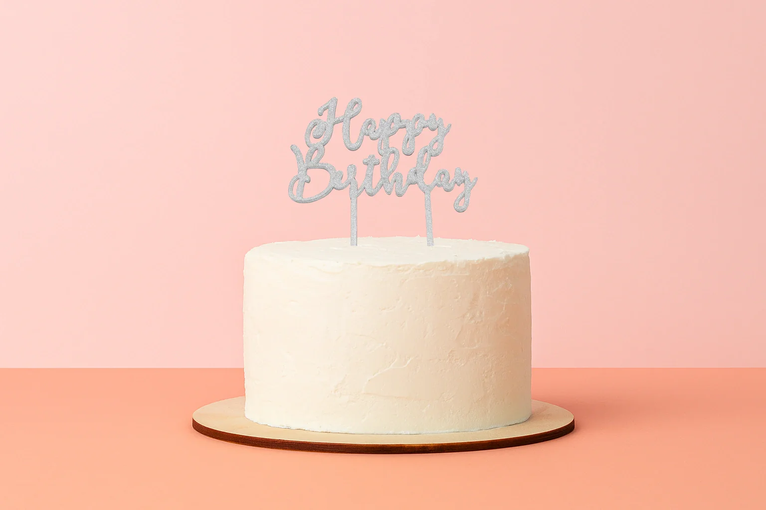 Silver Happy Birthday - Cake Topper - Glitter - Iconic Cake Art - Image 2