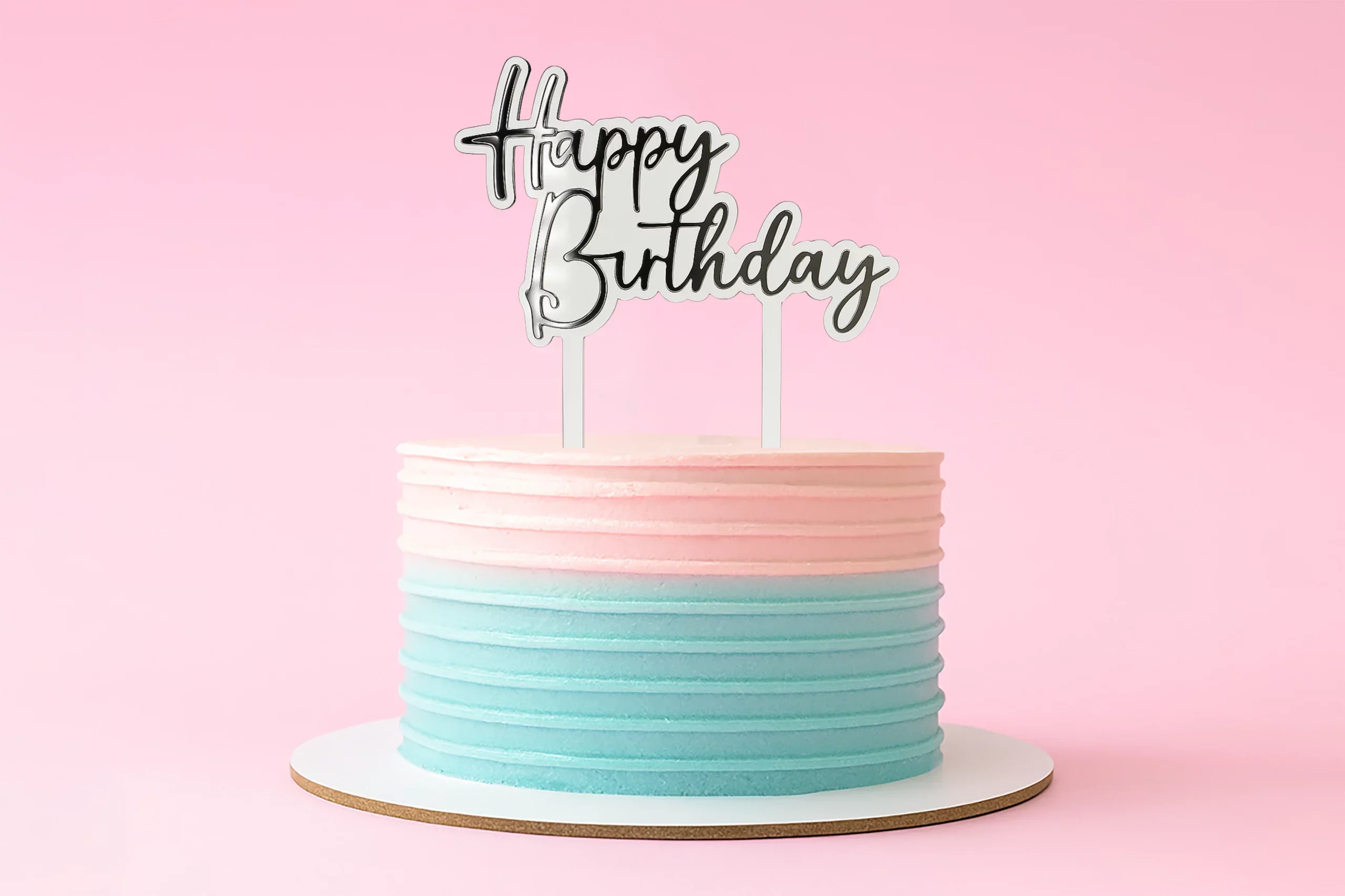 Silver Happy Birthday Topper - Iconic Cake Art - Image 2