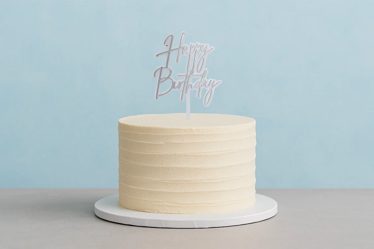 Silver Happy Birthday White N - Cake Toppers - Iconic Cake Art - Image 2