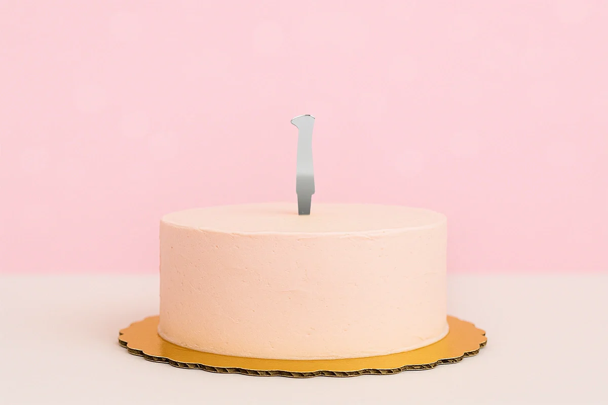 Silver Number 1 One Mirror Cake Topper - Monogram 8cm - Iconic Cake Art - Image 2