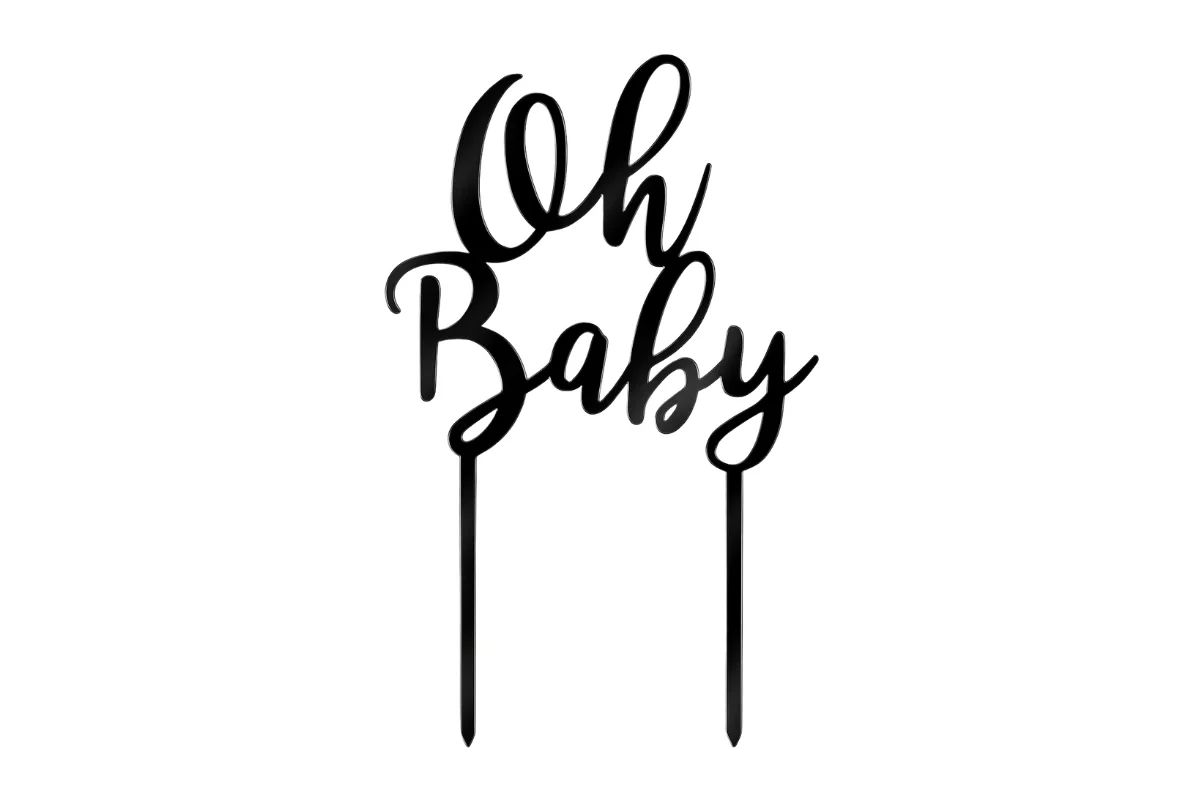 Silver Oh Baby - Shower Cake Topper - Mirror - Iconic Cake Art - Image 3