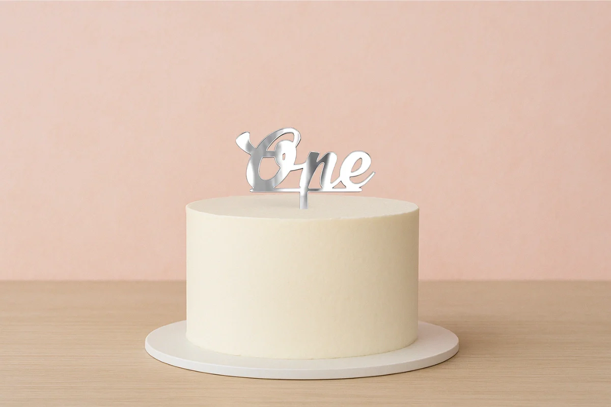 Silver One - Birthday Cake Topper - Mirror - Iconic Cake Art - Image 2