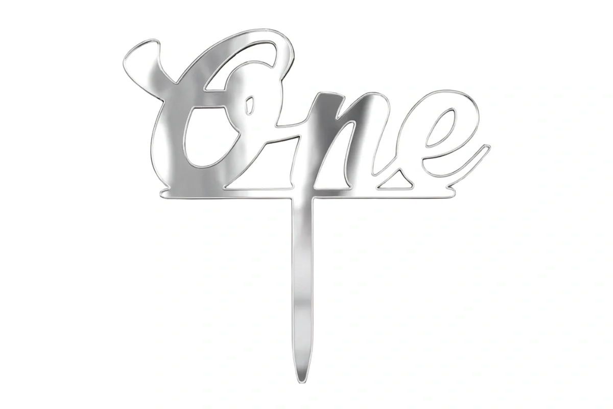 Silver One - Birthday Cake Topper - Mirror - Iconic Cake Art - Image 3