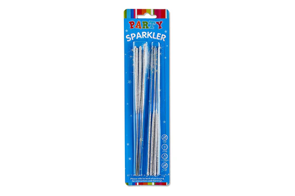 Silver Party Sparklers - Wedding Birthday Celebration (12 Pack) - Artwrap