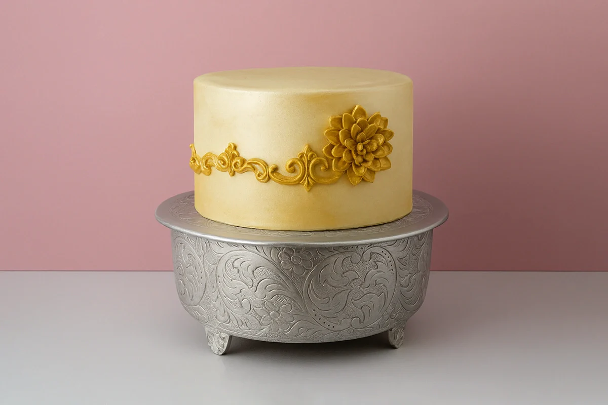 Silver Round 16 Hand Crafted Plateau Style Cake Stand - Iconic Cake Art - Image 3