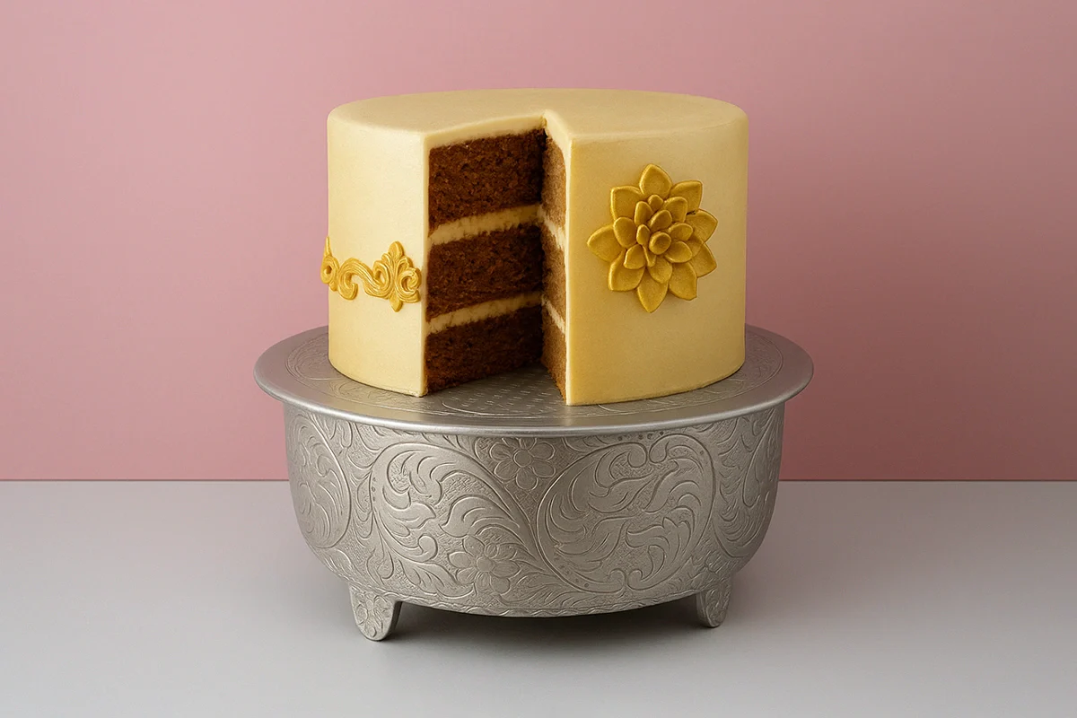 Silver Round 18 Hand Crafted Plateau Style Cake Stand - Iconic Cake Art - Image 2
