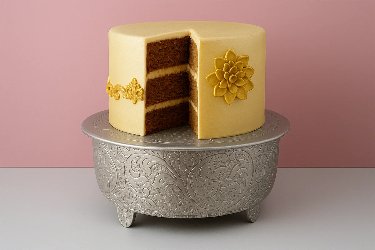 Silver Round 20 Hand Crafted Plateau Style Cake Stand - Iconic Cake Art - Image 2