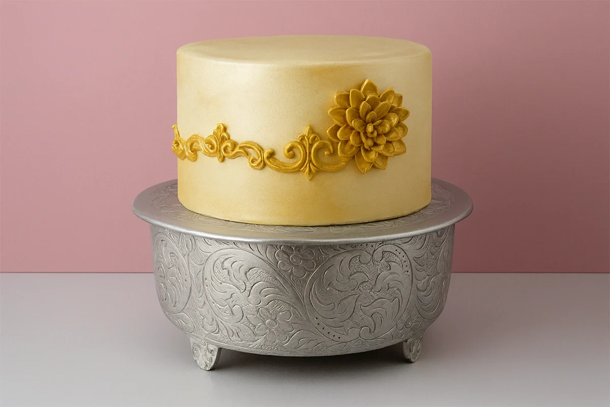 Silver Round 20 Hand Crafted Plateau Style Cake Stand - Iconic Cake Art - Image 3