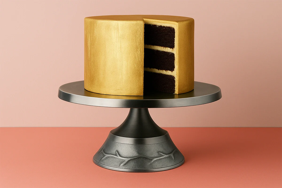 Silver Round Tapered Cake Stand 14 Inch - Iconic Cake Art - Image 2