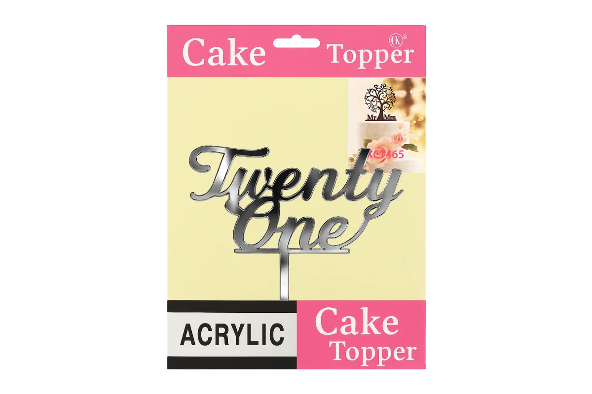 Silver Twenty One - Birthday Cake Topper - Mirror - Iconic Cake Art - Image 4