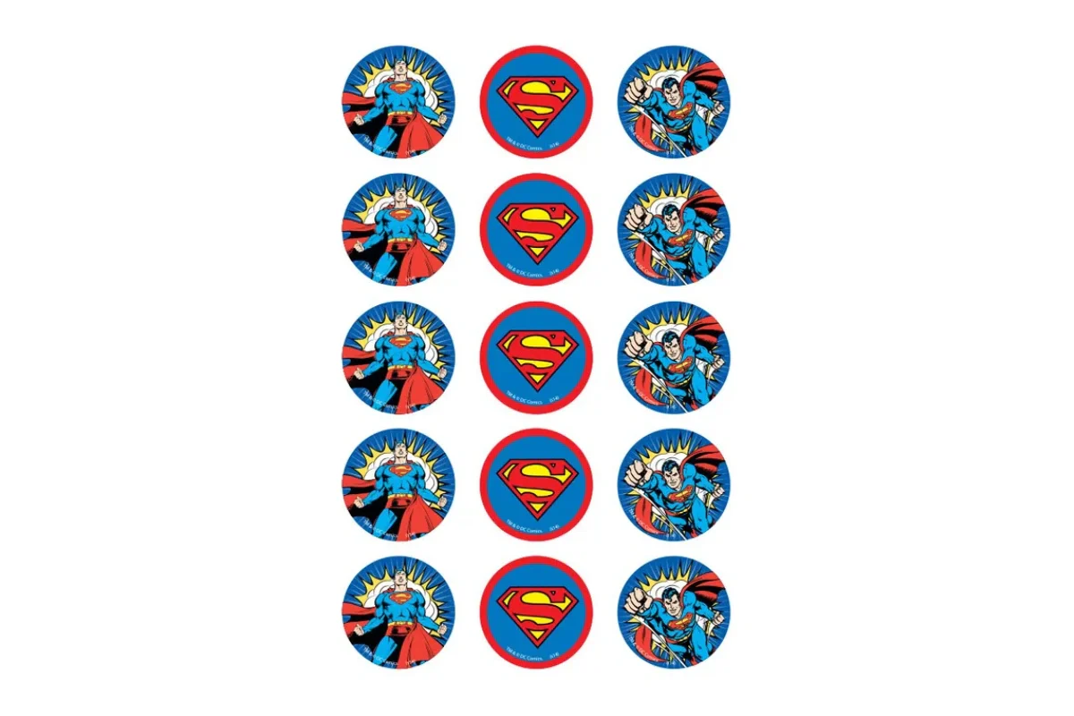 Superman Cupcake Image Sheet 2 Inch (15 Per ) - BSC - Image 3