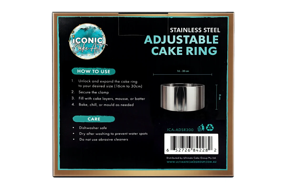 To 12 Inch 16cm to 30cm Adjustable Cake Ring 6 Inch - Iconic Cake Art - Image 4