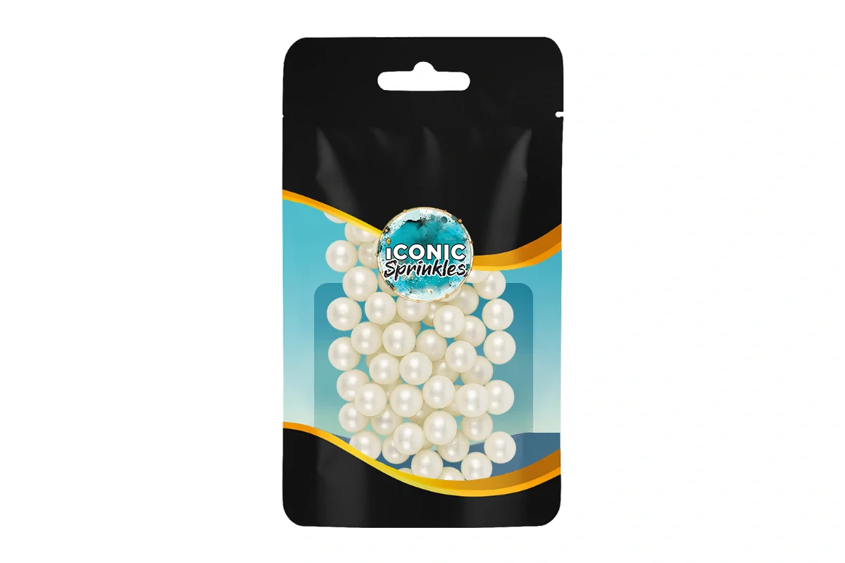 White 10mm Pearl Cachous 30g - Iconic Sprinkles - Image 2
