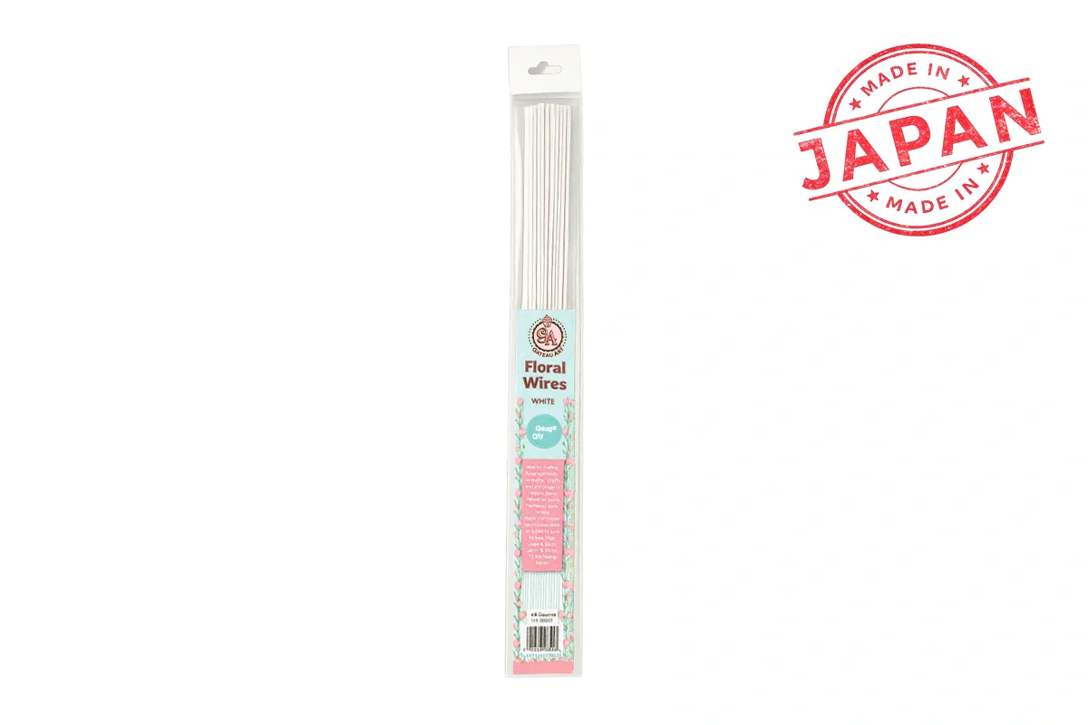 White 18 Gauge Floral Wires (30 Pack) - Gateau Art