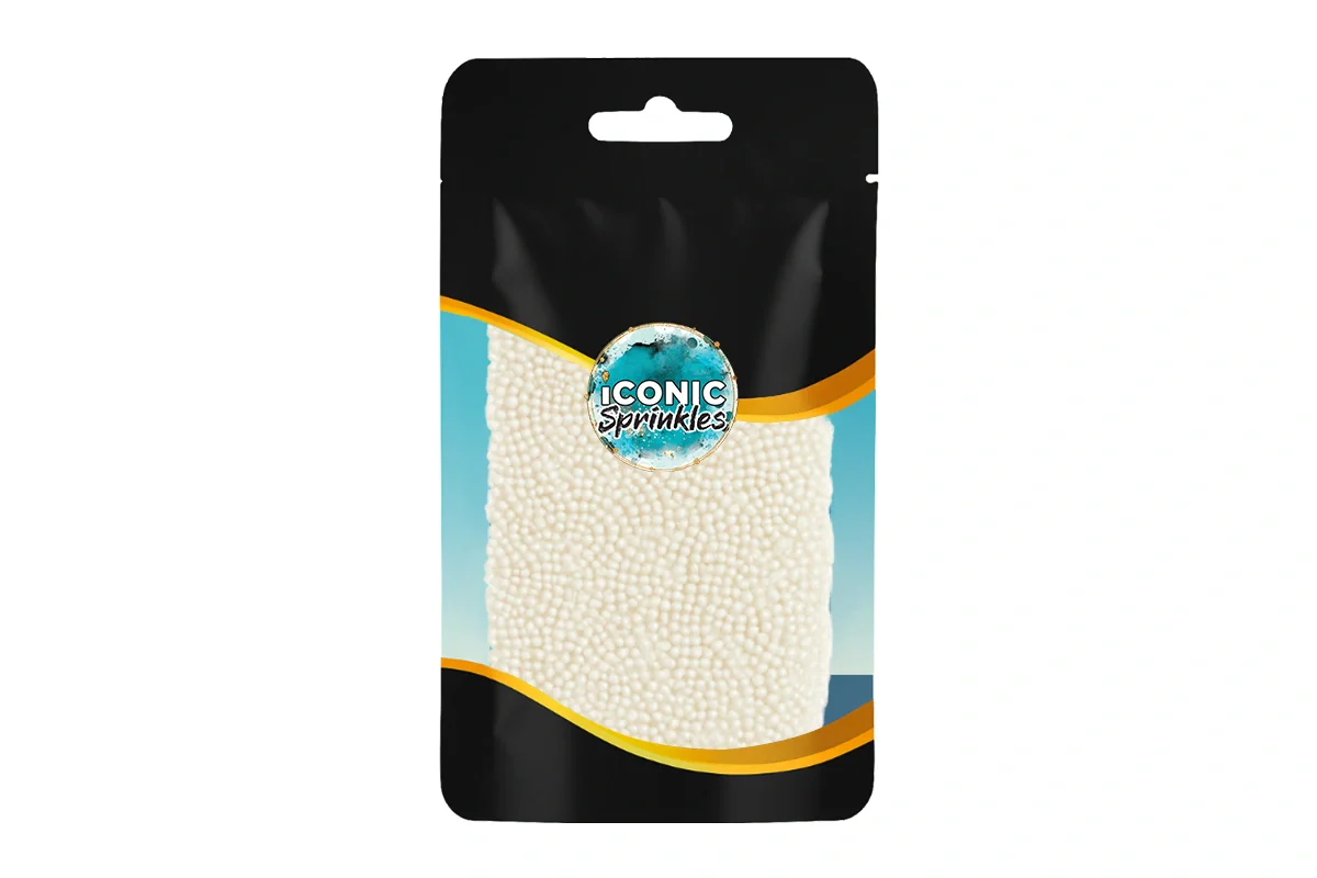 White 2mm Pearl Cachous 30g - Iconic Sprinkles - Image 2
