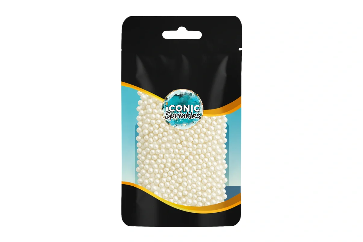 White 4mm Pearl Cachous 30g - Iconic Sprinkles - Image 2