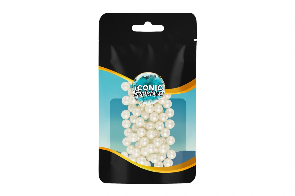 White 8mm Pearl Cachous 30g - Iconic Sprinkles - Image 2