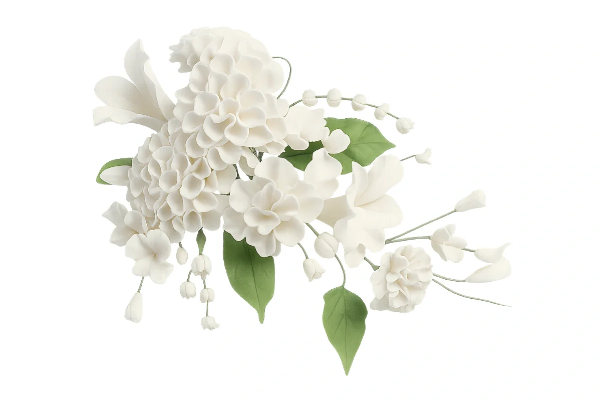 White Carnation Spray Bouquet - Sweet Sugar Flowers