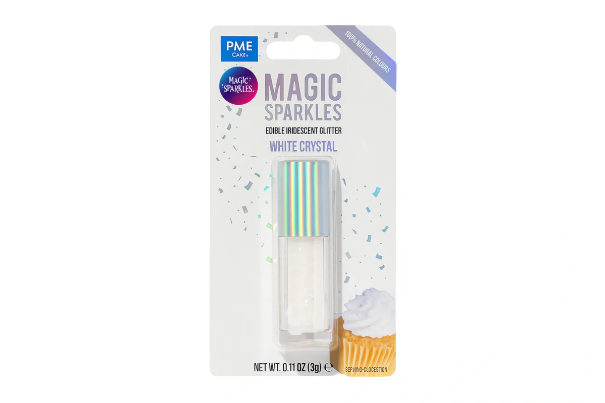 White Crystal Magic Sparkles Edible Iridescent Glitter 3g - PME - Image 2