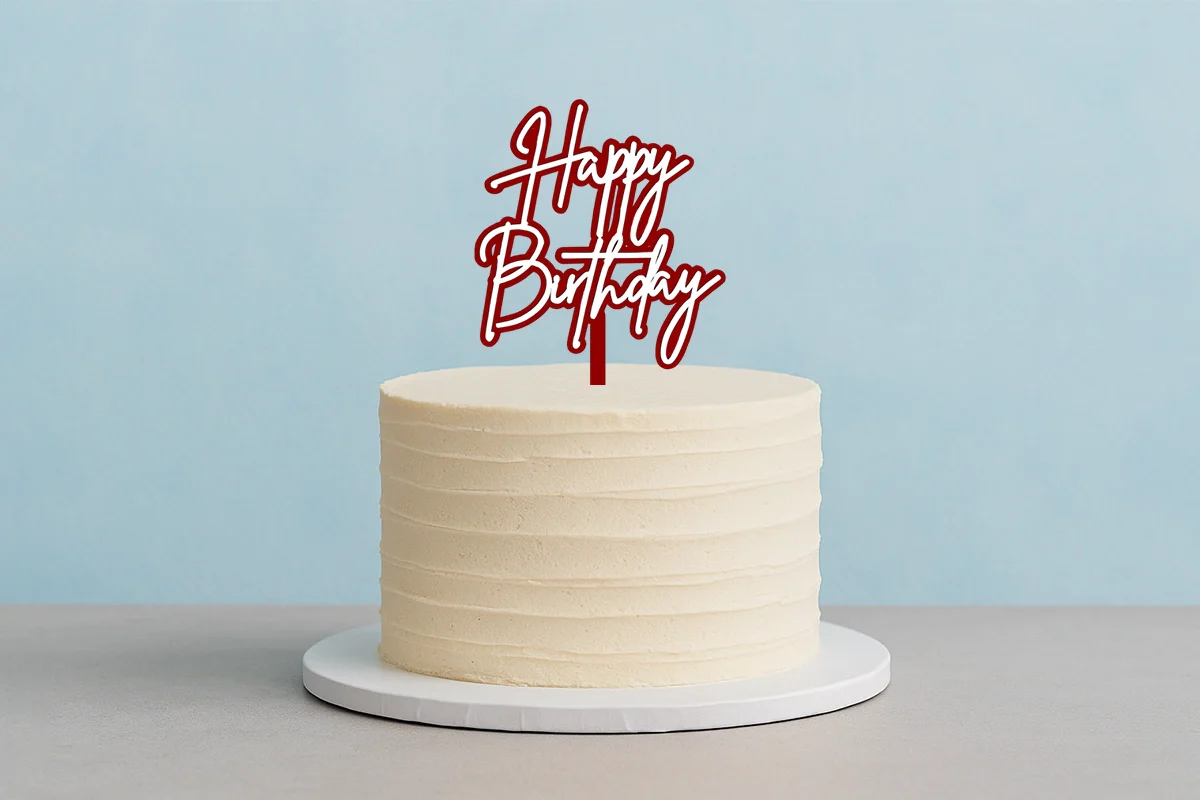 White Happy Birthday Red N - Cake Toppers - Iconic Cake Art - Image 2