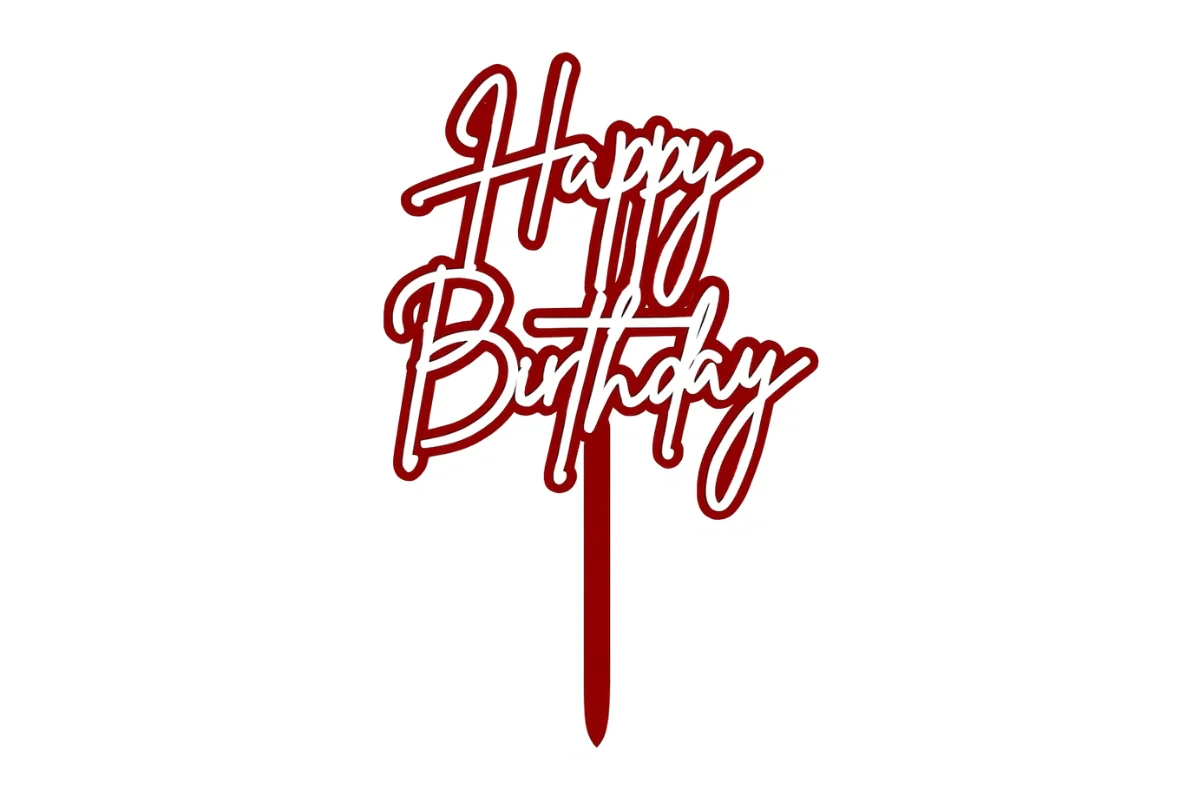 White Happy Birthday Red N - Cake Toppers - Iconic Cake Art - Image 3