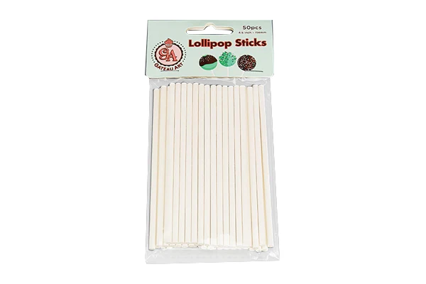 White Lollipop Sticks 4 Inch (50 Pack) - Gateau Art