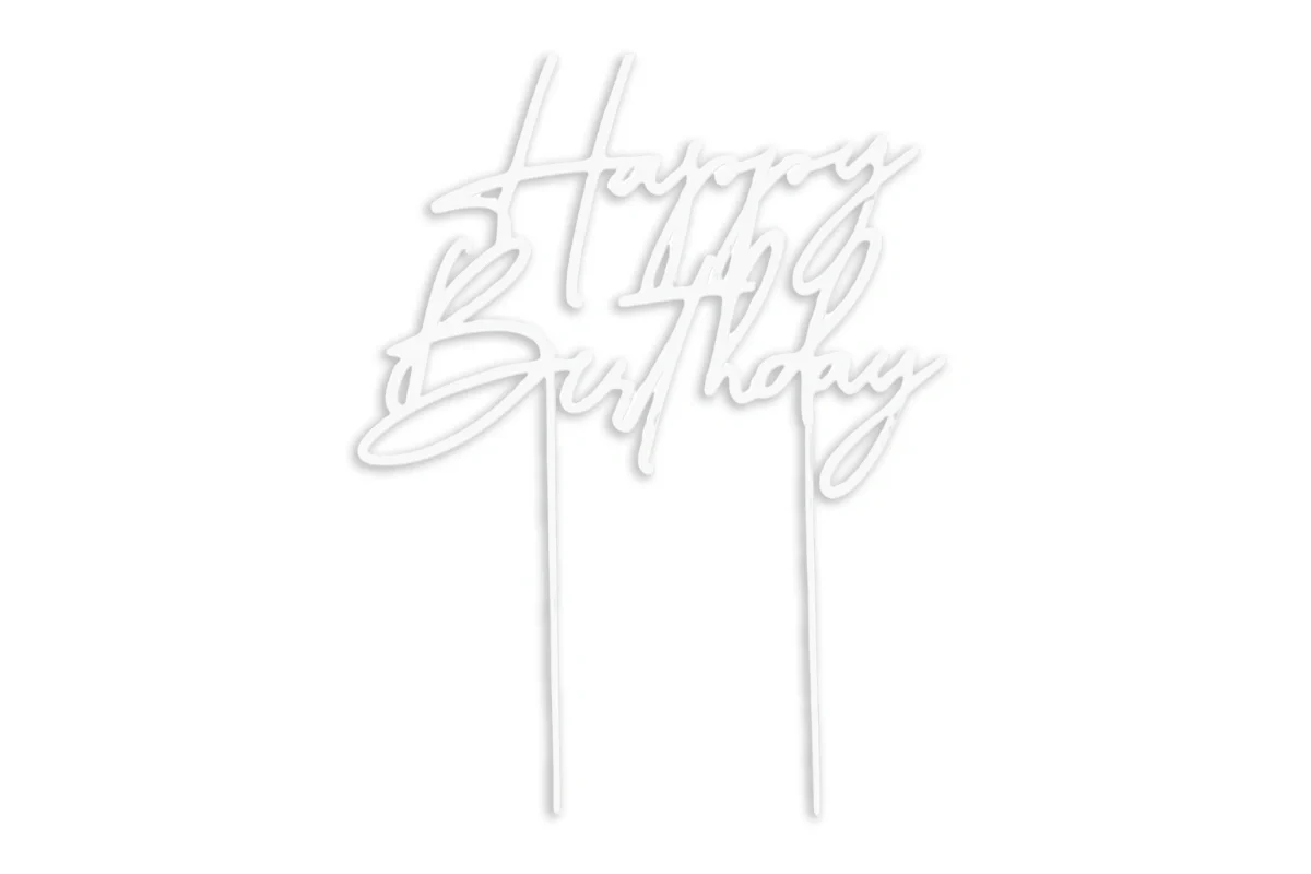 White Pearl Cake Topper - Happy Birthday Style4 Cake & - Cake and Candle - Image 3