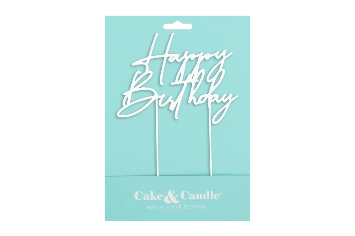 White Pearl Cake Topper - Happy Birthday Style4 Cake & - Cake and Candle - Image 4