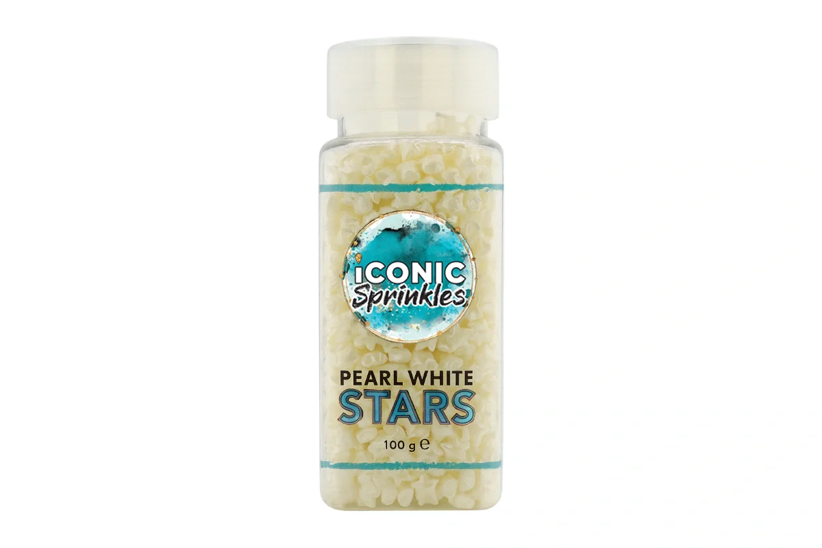 White Pearl Stars 100g - Iconic Sprinkles - Image 2