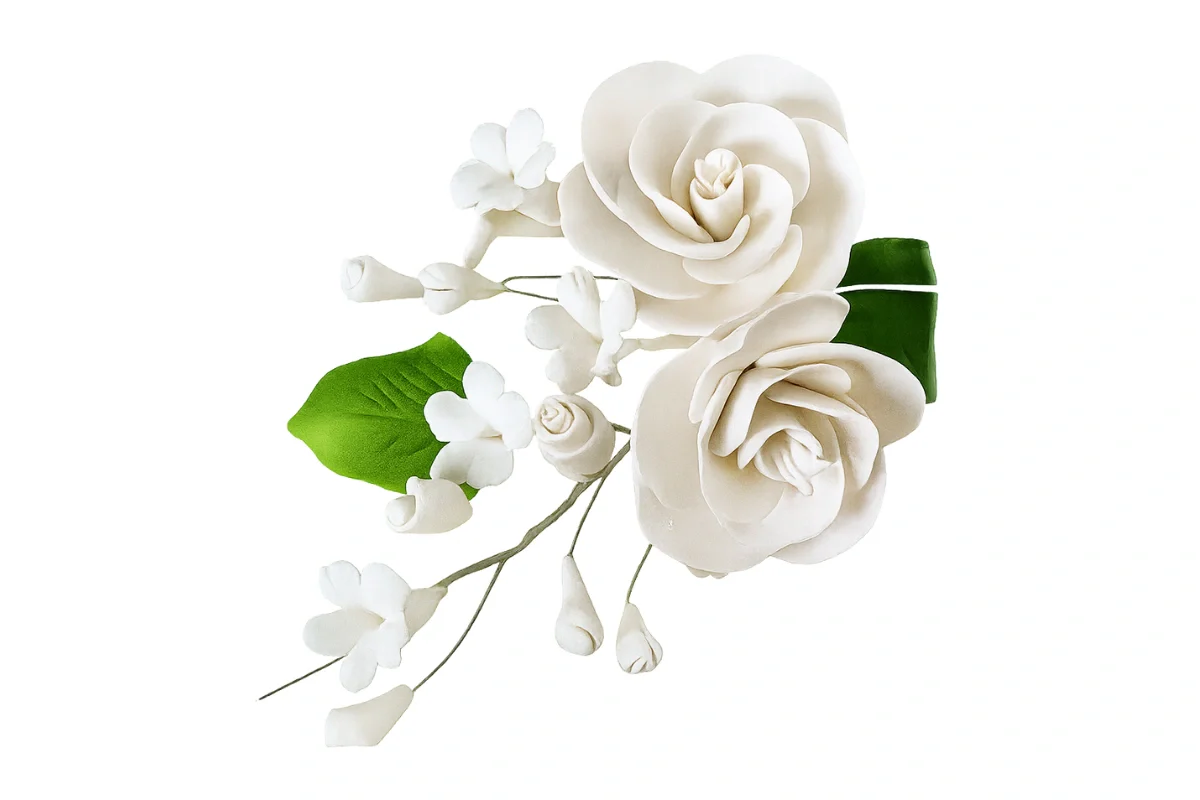 White Small Dog Rose Spray - Sweet Sugar Flowers