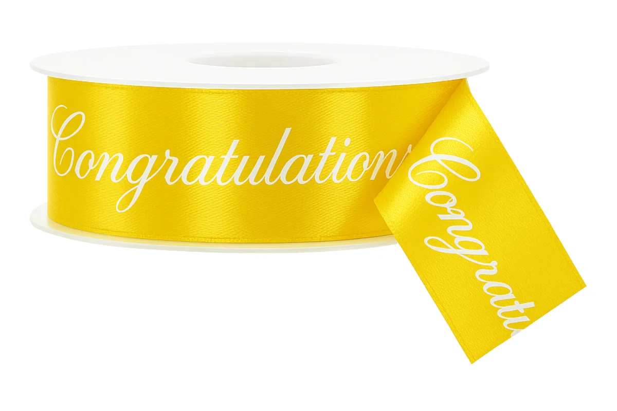 Yellow Congratulations Ribbon - Sold Per Meter 30mm - My Dream Cake